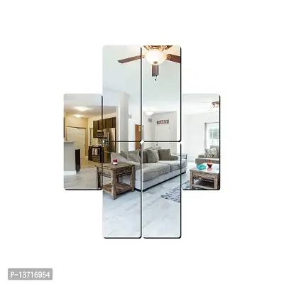 Look Decor 6 Frame Silver Acrylic Mirror Wall Sticker|Mirror For Wall|Mirror Stickers For Wall|Wall Mirror|Flexible Mirror|3D Mirror Wall Stickers|Wall Sticker Cp-367-thumb2