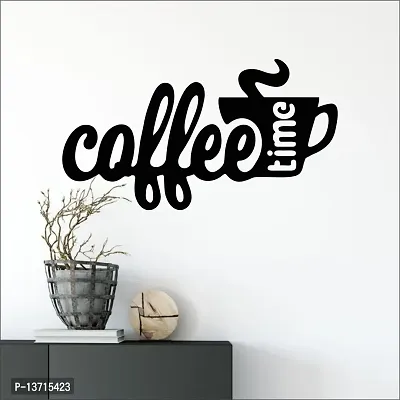 Look Decor Coffee Time Wall Sculptures, Wall Art, Wall Decor, Black wooden art home decor items for Livingroom Bedroom Kitchen Office Wall, Wall Stickers And Murals (12 X 6.5 Inch)-thumb0