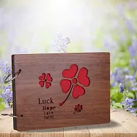 Look Decor LuckHope-(CL) Artworks Wooden Photo Album Scrap Book With 10 Butterfly 3D Acrylic Sticker 40 Pages Plus 2 Glitter Golden Paper Sheets - Size (22 cm x 16 cm) Gift Item-thumb3