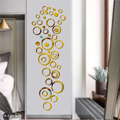 Look Decor 40 Ring And Dot Golden-Cp451 Acrylic Mirror Wall Sticker|Mirror For Wall|Mirror Stickers For Wall|Wall Mirror|Flexible Mirror|3D Mirror Wall Stickers|Wall Sticker Cp-977
