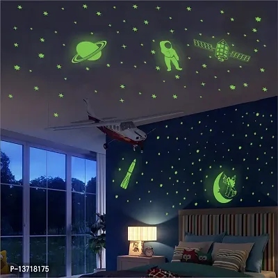 Look Decor Green Fluorescent ( Radium Sticker) Night Glow In The Dark, Star Astronomy Wall Stickers (Pack Of 201 Stars Big And Small) - Complete Sky Code-108
