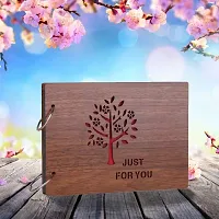 Look Decor TreeJustForYou-(CL) Artworks Wooden Photo Album Scrap Book With 10 Butterfly 3D Acrylic Sticker 40 Pages Plus 2 Glitter Golden Paper Sheets - Size (22 cm x 16 cm) Gift Item-thumb2