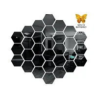Look Decor 30 Hexagon Black-Cp146 Acrylic Mirror Wall Sticker|Mirror For Wall|Mirror Stickers For Wall|Wall Mirror|Flexible Mirror|3D Mirror Wall Stickers|Wall Sticker Cp-672-thumb1