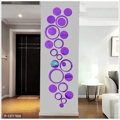 Look Decor 40 Ring And Dot Purple-Cp452 Acrylic Mirror Wall Sticker|Mirror For Wall|Mirror Stickers For Wall|Wall Mirror|Flexible Mirror|3D Mirror Wall Stickers|Wall Sticker Cp-978