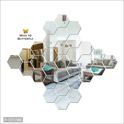 Look Decor 30 Hexagon Silver-Cp145 Acrylic Mirror Wall Sticker|Mirror For Wall|Mirror Stickers For Wall|Wall Mirror|Flexible Mirror|3D Mirror Wall Stickers|Wall Sticker Cp-671