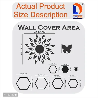 Look Decor Sun Flame 20 Hexagon Shape With 20 Butterfly Golden Acrylic Mirror Wall Sticker|Mirror For Wall|Mirror Stickers For Wall|Wall Mirror|Flexible Mirror|3D Mirror Wall Stickers|Wall Sticker Cp-193-thumb4