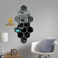 Look Decor 14 Hexagon Black-Cp14 Acrylic Mirror Wall Sticker|Mirror For Wall|Mirror Stickers For Wall|Wall Mirror|Flexible Mirror|3D Mirror Wall Stickers|Wall Sticker Cp-540-thumb2