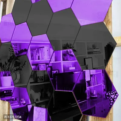 Look Decor Hexagon 10 Black 10 Purple-Cp96 Acrylic Mirror Wall Sticker|Mirror For Wall|Mirror Stickers For Wall|Wall Mirror|Flexible Mirror|3D Mirror Wall Stickers|Wall Sticker Cp-622-thumb0