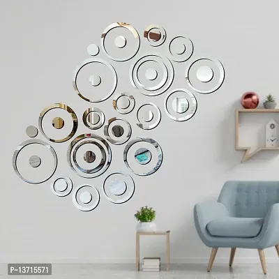 Look Decor 40 Ring And Dots Silver Acrylic Mirror Wall Sticker|Mirror For Wall|Mirror Stickers For Wall|Wall Mirror|Flexible Mirror|3D Mirror Wall Stickers|Wall Sticker Cp-83