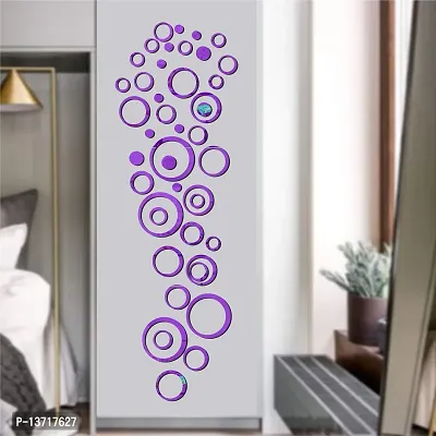 Look Decor 40 Ring And Dot Purple-Cp453 Acrylic Mirror Wall Sticker|Mirror For Wall|Mirror Stickers For Wall|Wall Mirror|Flexible Mirror|3D Mirror Wall Stickers|Wall Sticker Cp-979