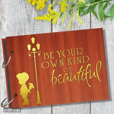 Look Decor Be Your Own kind  Artworks Wooden Photo Album Scrap Book With 10 Butterfly 3D Acrylic Sticker 40 Pages Plus 2 Glitter Golden Paper Sheets - Size (22 cm x 16 cm) Gift Item-thumb2