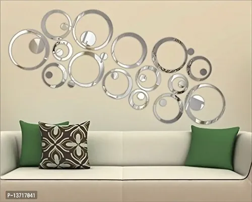 Look Decor 30 Rings And Dots Silver Acrylic Mirror Wall Sticker|Mirror For Wall|Mirror Stickers For Wall|Wall Mirror|Flexible Mirror|3D Mirror Wall Stickers|Wall Sticker Cp-444-thumb2