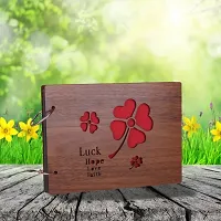 Look Decor LuckHope-(CL) Artworks Wooden Photo Album Scrap Book With 10 Butterfly 3D Acrylic Sticker 40 Pages Plus 2 Glitter Golden Paper Sheets - Size (22 cm x 16 cm) Gift Item-thumb2