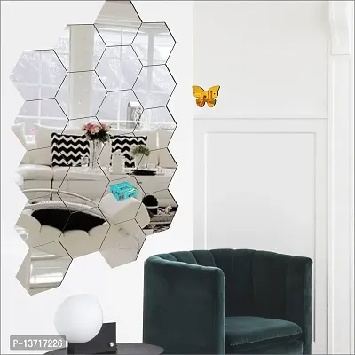 Look Decor 20 Hexagon Silver-Cp88 Acrylic Mirror Wall Sticker|Mirror For Wall|Mirror Stickers For Wall|Wall Mirror|Flexible Mirror|3D Mirror Wall Stickers|Wall Sticker Cp-614-thumb0