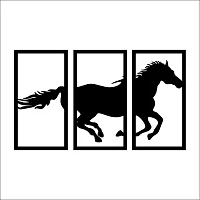 Look Decor Horse Wall Sculptures, Wall Art, Wall Decor, Black wooden art home decor items for Livingroom Bedroom Kitchen Office Wall, Wall Stickers And Murals (29 X15.5)-thumb1
