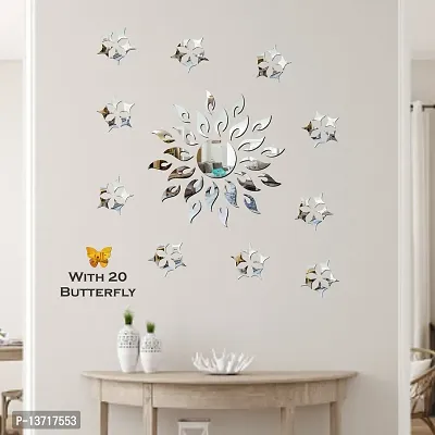 Look Decor Sun 50 Star Silver 20 Butterfly-Cp382 Acrylic Mirror Wall Sticker|Mirror For Wall|Mirror Stickers For Wall|Wall Mirror|Flexible Mirror|3D Mirror Wall Stickers|Wall Sticker Cp-908-thumb3