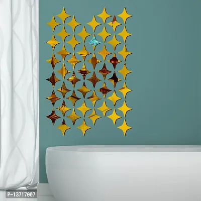 Look Decor 50 Star Golden Acrylic Mirror Wall Sticker|Mirror For Wall|Mirror Stickers For Wall|Wall Mirror|Flexible Mirror|3D Mirror Wall Stickers|Wall Sticker Cp-415