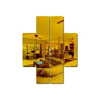 Look Decor 6 Frame Golden Acrylic Mirror Wall Sticker|Mirror For Wall|Mirror Stickers For Wall|Wall Mirror|Flexible Mirror|3D Mirror Wall Stickers|Wall Sticker Cp-366-thumb1