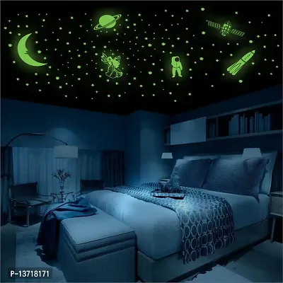 Look Decor Green Fluorescent ( Radium Sticker) Night Glow In The Dark, Star Astronomy Wall Stickers (Pack Of 201 Stars Big And Small) - Complete Sky Code-104-thumb0