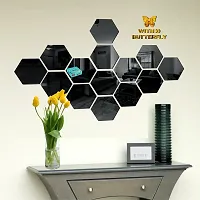 Look Decor 14 Hexagon Black-Cp12 Acrylic Mirror Wall Sticker|Mirror For Wall|Mirror Stickers For Wall|Wall Mirror|Flexible Mirror|3D Mirror Wall Stickers|Wall Sticker Cp-538-thumb2