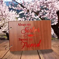 Look Decor SisterForeverMyFriend-(CL) Artworks Wooden Photo Album Scrap Book With 10 Butterfly 3D Acrylic Sticker 40 Pages Plus 2 Glitter Golden Paper Sheets - Size (22 cm x 16 cm) Gift Item-thumb2