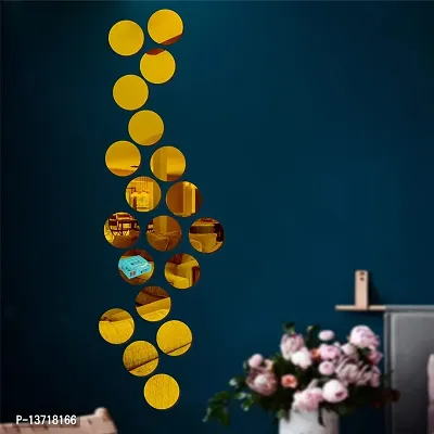 Look Decor 19 Circle Golden Acrylic Mirror Wall Sticker|Mirror For Wall|Mirror Stickers For Wall|Wall Mirror|Flexible Mirror|3D Mirror Wall Stickers|Wall Sticker Cp-1477