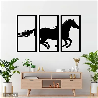 Look Decor Horse Wall Sculptures, Wall Art, Wall Decor, Black wooden art home decor items for Livingroom Bedroom Kitchen Office Wall, Wall Stickers And Murals (29 X15.5)-thumb0