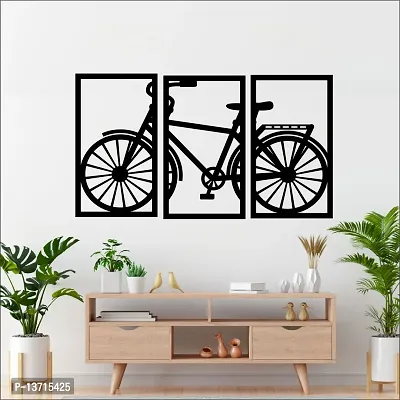 Look Decor Cycle Frame Wall Sculptures, Wall Art, Wall Decor, Black wooden art home decor items for Livingroom Bedroom Kitchen Office Wall, Wall Stickers And Murals (28 X 48 cm)