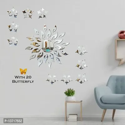 Look Decor Sun 50 Star Silver 20 Butterfly-Cp381 Acrylic Mirror Wall Sticker|Mirror For Wall|Mirror Stickers For Wall|Wall Mirror|Flexible Mirror|3D Mirror Wall Stickers|Wall Sticker Cp-907-thumb3