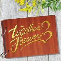 Look Decor Together Forever  Artworks Wooden Photo Album Scrap Book With 10 Butterfly 3D Acrylic Sticker 40 Pages Plus 2 Glitter Golden Paper Sheets - Size (22 cm x 16 cm) Gift Item-thumb1