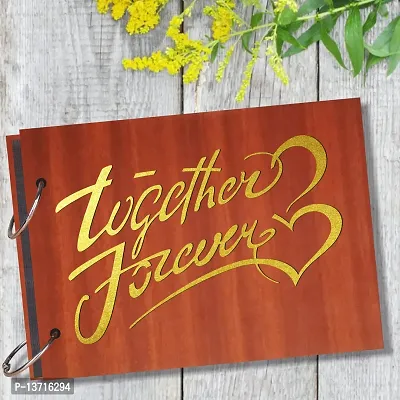 Look Decor Together Forever  Artworks Wooden Photo Album Scrap Book With 10 Butterfly 3D Acrylic Sticker 40 Pages Plus 2 Glitter Golden Paper Sheets - Size (22 cm x 16 cm) Gift Item-thumb2