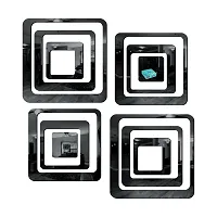 Look Decor 12 Square Black Acrylic Mirror Wall Sticker|Mirror For Wall|Mirror Stickers For Wall|Wall Mirror|Flexible Mirror|3D Mirror Wall Stickers|Wall Sticker Cp-3-thumb1