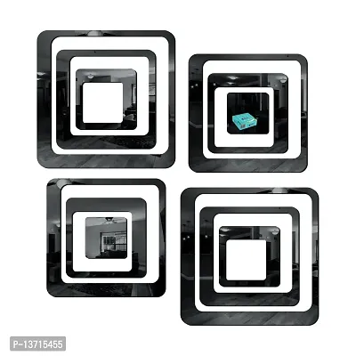 Look Decor 12 Square Black Acrylic Mirror Wall Sticker|Mirror For Wall|Mirror Stickers For Wall|Wall Mirror|Flexible Mirror|3D Mirror Wall Stickers|Wall Sticker Cp-3-thumb2