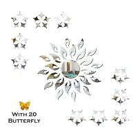 Look Decor Sun 50 Star Silver 20 Butterfly-Cp381 Acrylic Mirror Wall Sticker|Mirror For Wall|Mirror Stickers For Wall|Wall Mirror|Flexible Mirror|3D Mirror Wall Stickers|Wall Sticker Cp-907-thumb1