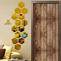 Look Decor 14 Hexagon Golden-Cp55 Acrylic Mirror Wall Sticker|Mirror For Wall|Mirror Stickers For Wall|Wall Mirror|Flexible Mirror|3D Mirror Wall Stickers|Wall Sticker Cp-581-thumb2