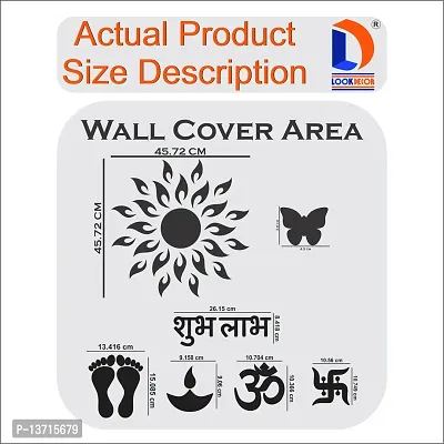 Look Decor Sun Flame 14 Om Swastik Silver With 20 Butterfly Golden Acrylic Mirror Wall Sticker|Mirror For Wall|Mirror Stickers For Wall|Wall Mirror|Flexible Mirror|3D Mirror Wall Stickers|Wall Sticker Cp-175-thumb4