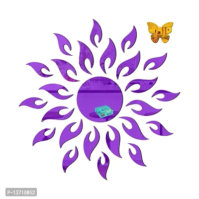 Look Decor Sun 10 Butterfly With Purple Acrylic Mirror Wall Sticker|Mirror For Wall|Mirror Stickers For Wall|Wall Mirror|Flexible Mirror|3D Mirror Wall Stickers|Wall Sticker Cp-1372