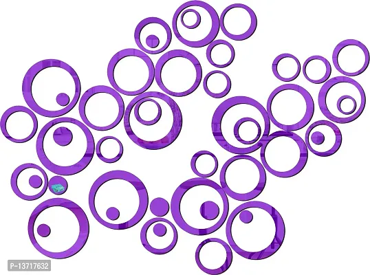 Look Decor 40 Ring And Dot Purple-Cp458 Acrylic Mirror Wall Sticker|Mirror For Wall|Mirror Stickers For Wall|Wall Mirror|Flexible Mirror|3D Mirror Wall Stickers|Wall Sticker Cp-984