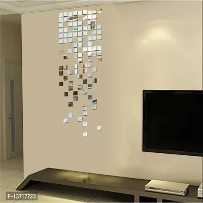 Look Decor 100 Square Silver-Cp547 Acrylic Mirror Wall Sticker|Mirror For Wall|Mirror Stickers For Wall|Wall Mirror|Flexible Mirror|3D Mirror Wall Stickers|Wall Sticker Cp-1073