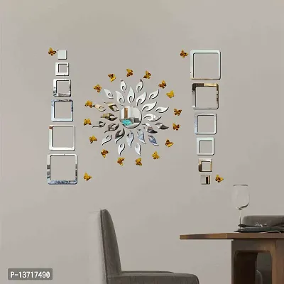 Look Decor Sun 12 Square Silver 20 Butterfly-Cp321 Acrylic Mirror Wall Sticker|Mirror For Wall|Mirror Stickers For Wall|Wall Mirror|Flexible Mirror|3D Mirror Wall Stickers|Wall Sticker Cp-847