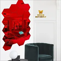 Look Decor 20 Hexagon Red-Cp92 Acrylic Mirror Wall Sticker|Mirror For Wall|Mirror Stickers For Wall|Wall Mirror|Flexible Mirror|3D Mirror Wall Stickers|Wall Sticker Cp-618-thumb1