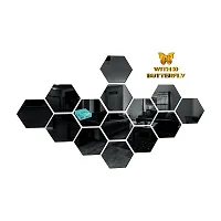 Look Decor 14 Hexagon Black-Cp12 Acrylic Mirror Wall Sticker|Mirror For Wall|Mirror Stickers For Wall|Wall Mirror|Flexible Mirror|3D Mirror Wall Stickers|Wall Sticker Cp-538-thumb1