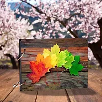 Look Decor LeafWooden-P-(CL) Artworks Wooden Photo Album Scrap Book With 10 Butterfly 3D Acrylic Sticker 40 Pages Plus 2 Glitter Golden Paper Sheets - Size (22 cm x 16 cm) Gift Item-thumb2