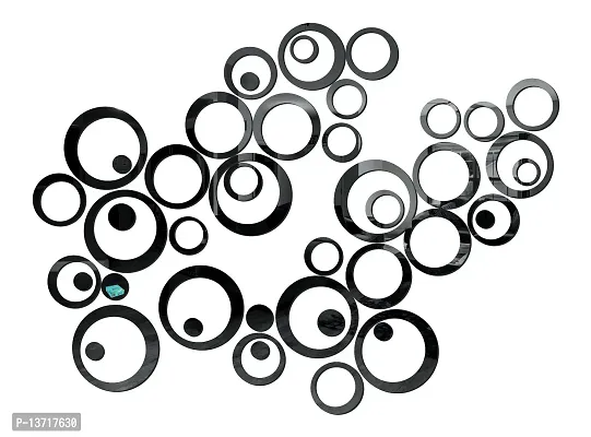 Look Decor 40 Ring And Dot Black-Cp456 Acrylic Mirror Wall Sticker|Mirror For Wall|Mirror Stickers For Wall|Wall Mirror|Flexible Mirror|3D Mirror Wall Stickers|Wall Sticker Cp-982