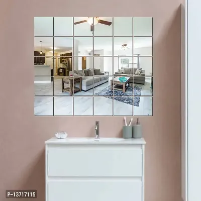 Look Decor Big Square 30 Silver Acrylic Mirror Wall Sticker|Mirror For Wall|Mirror Stickers For Wall|Wall Mirror|Flexible Mirror|3D Mirror Wall Stickers|Wall Sticker Cp-515-thumb2