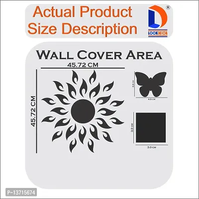 Look Decor Sun Flame And 100 Square Silver With 20 Butterfly Golden Acrylic Mirror Wall Sticker|Mirror For Wall|Mirror Stickers For Wall|Wall Mirror|Flexible Mirror|3D Mirror Wall Stickers|Wall Sticker Cp-170-thumb4