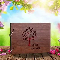 Look Decor TreeJustForYou-(CL) Artworks Wooden Photo Album Scrap Book With 10 Butterfly 3D Acrylic Sticker 40 Pages Plus 2 Glitter Golden Paper Sheets - Size (22 cm x 16 cm) Gift Item-thumb3