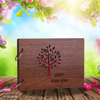 Look Decor TreeJustForYou-(CL) Artworks Wooden Photo Album Scrap Book With 10 Butterfly 3D Acrylic Sticker 40 Pages Plus 2 Glitter Golden Paper Sheets - Size (22 cm x 16 cm) Gift Item-thumb4