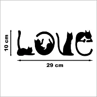 Look Decor Love Cat Wall Sculptures, Wall Art, Wall Decor, Black wooden art home decor items for Livingroom Bedroom Kitchen Office Wall, Wall Stickers And Murals (29 X 10 cm)-thumb2