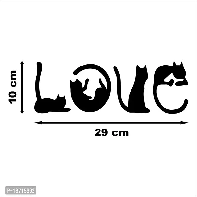 Look Decor Love Cat Wall Sculptures, Wall Art, Wall Decor, Black wooden art home decor items for Livingroom Bedroom Kitchen Office Wall, Wall Stickers And Murals (29 X 10 cm)-thumb3